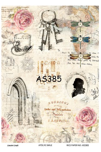 LİNEART Brass Decopage Paper La As385