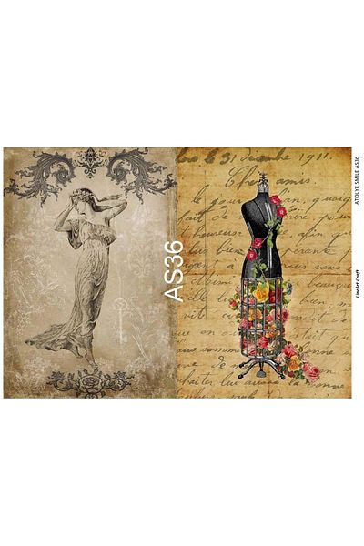 LİNEART Brass Decopage Paper La-as36