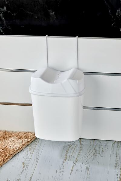 vipgross Portable Home Office Practical Hanging White Garbage Bin - Hanging Garbage Bin 5.5 L Ar-756 White