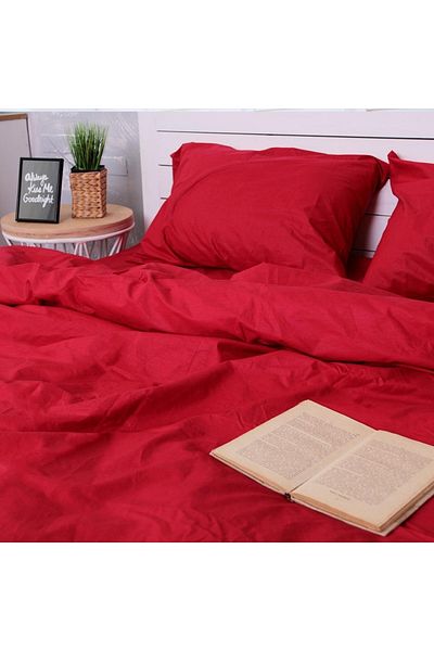 ŞENER HOME Single Color Single Duvet Cover Set with Double Sided Usable Sheet Elastic - Red