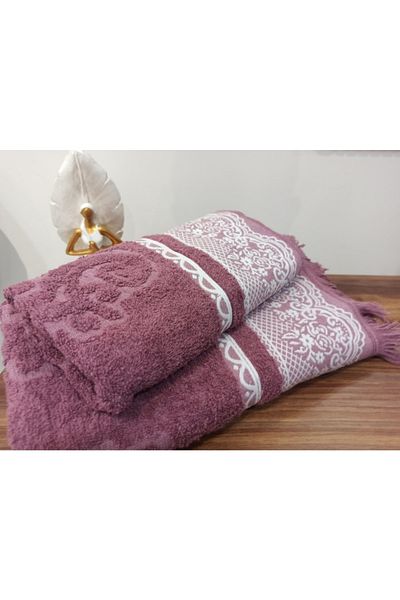 ŞENER HOME Dusty Rose Σετ Τουρκικού Μπάνιου 2 τεμαχίων με κρόσσια - Πετσέτα μπάνιου και κεφαλιού