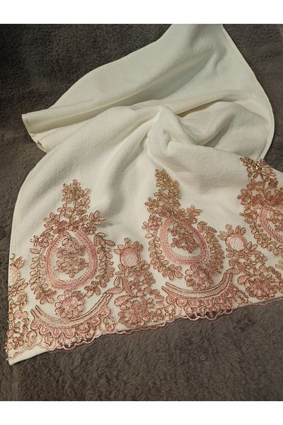 ŞENER HOME Arma Lace Dowry Velvet 50x90 Πετσέτα χεριών & προσώπου - κρέμα σε σκόνη