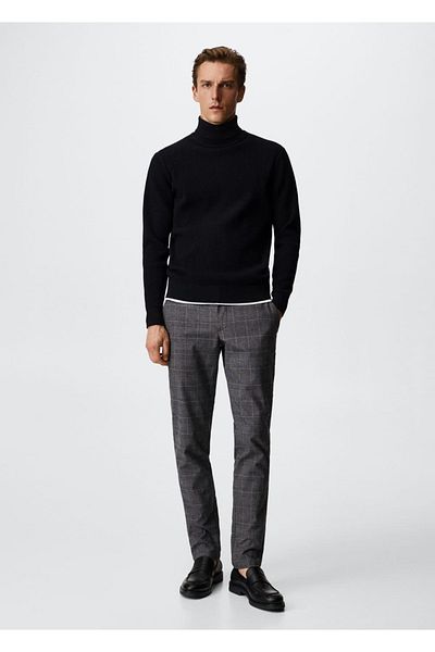 MANGO Man Slim Fit Checked Cotton Trousers