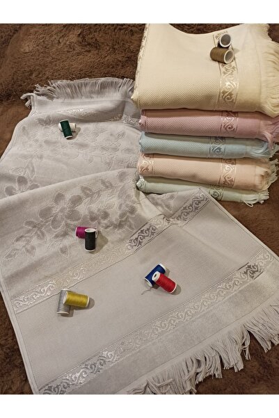 ŞENER HOME 6-панельний батист для вишивання з проміжками та бахромою, кольоровий оксамит, 50x90, рушник для рук та обличчя