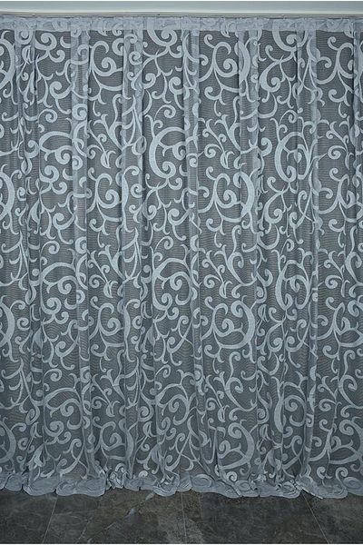 AKÇA TEKSTİL Large Ivy Model Gray Color Single Wing Ready Planted Pleated Background Curtain 300*260 Cm