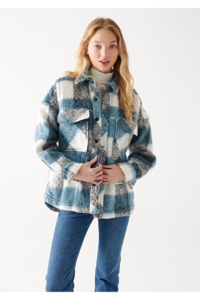 Mavi Kareli Gömlek Oversize / Geniş Kesim 1210298-83183