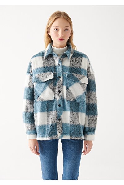 Mavi Kareli Gömlek Oversize / Geniş Kesim 1210298-83183