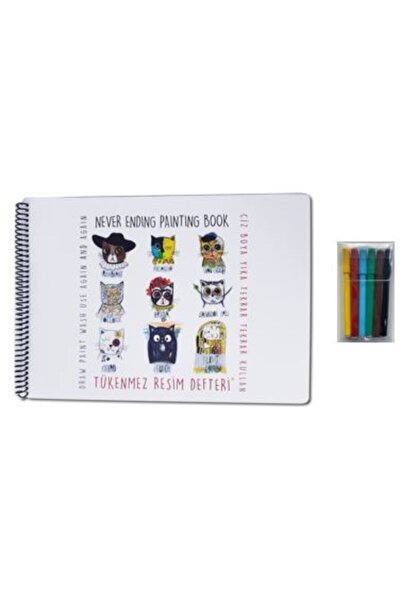 Akademi Çocuk - Funny Mat Tükenmez Resim Defteri (6'lı Boyama Seti Hediyeli)