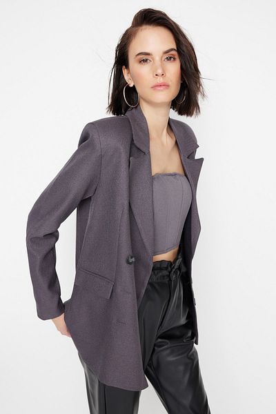 Trendyol Collection Antracit szőtt blézerkabát TWOAW23BC00136