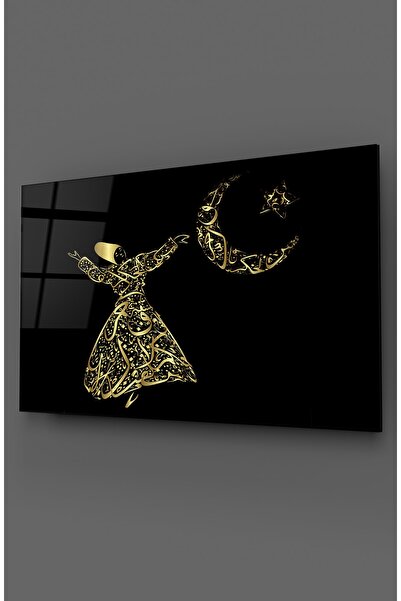 TAULART Pictură pe sticlă Mevlana Ayyıldız Black Gold