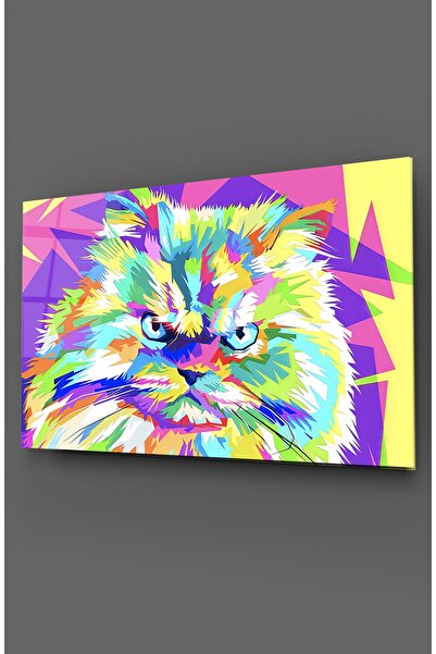 TAULART Πίνακας από γυαλί Pop Art με γάτα