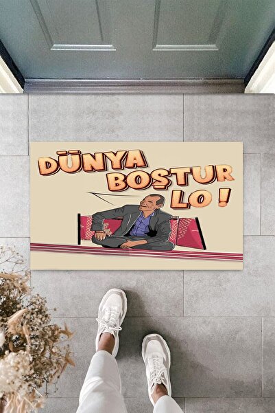 Silkcoat Home Kişiye Özel Tasarım Paspas -dünya Boştur Lo-modern Dijital Bask...