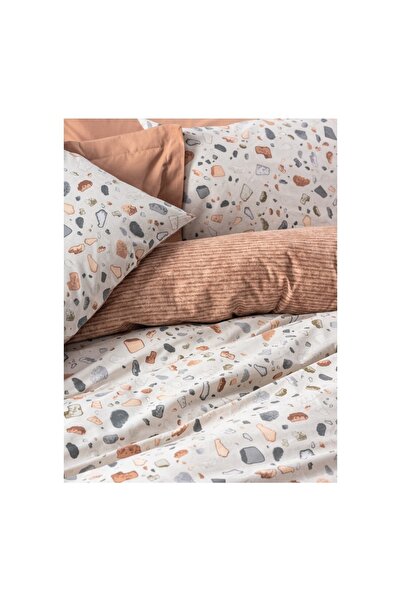 Cotton Box Μίνιμαλ Σετ Παπλωματοθήκης Διπλού Μεγέθους Onyx Caramel