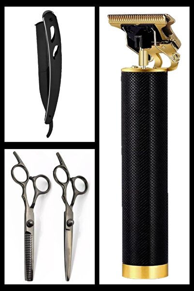 Qualis R4 Elektrikli Saç Tıraş Makinesi + M8 Saç Kesme-inceltme Makas 6inç/15...