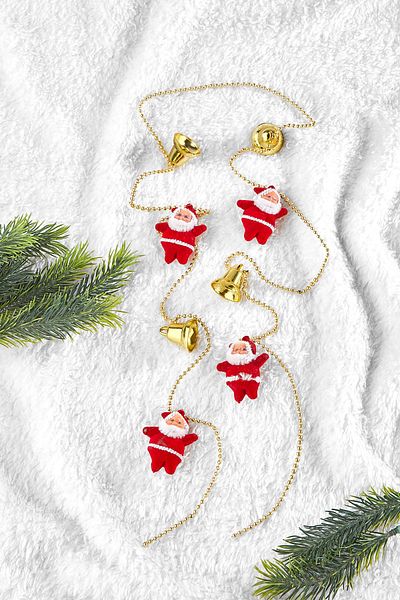 Waldern Christmas Pine Tree Chain Ornament with Santa Claus 120cm