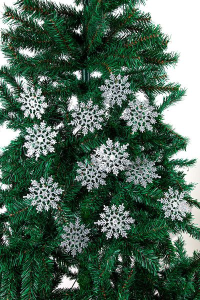 Waldern Christmas Pine Tree - Decorated Glitter 12-Piece Snowflake