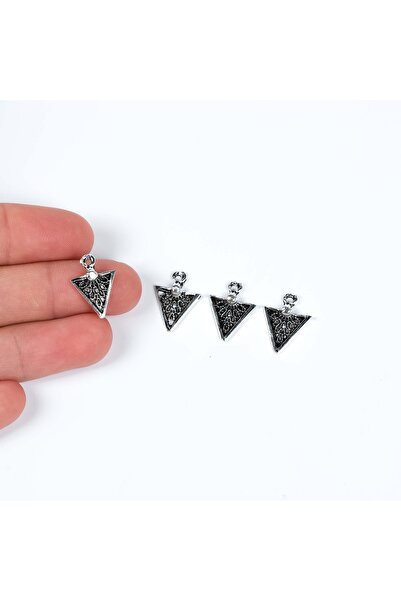 yfhobi 6 Adet - 17 Mm Üçgen Desenli Metal Uç, Takı Malzemesi, Boyalı Gümüş Ka...