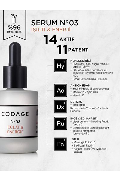 Codage Radiance & Energy Sparkle & Energy N ° 03 Serum 30 ml Dkürün1267