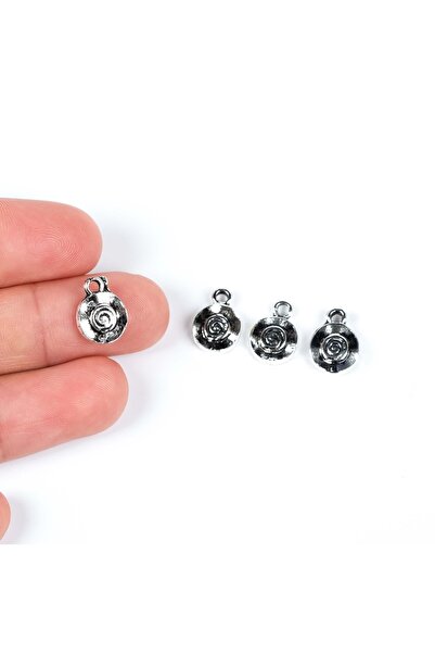 yfhobi 4 Adet - 12 Mm Yuvarlak Desenli Metal Uç, Takı Malzemesi, Boyalı Gümüş...