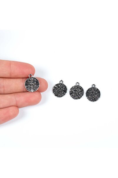 yfhobi 3 Adet - 17 Mm Çiçek Desenli Yuvarlak Metal Uç, Takı Malzemesi, Boyalı...