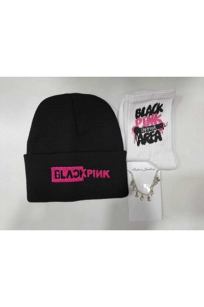 GC GÖKHAN CLUB Blacpink Beret Blackpink Κάλτσες Blackpink Κολιέ Συνδυασμός