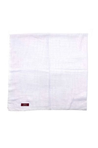 nazipek Eșarfă cu scris evazată din țesătură de in 100x100cm Alb