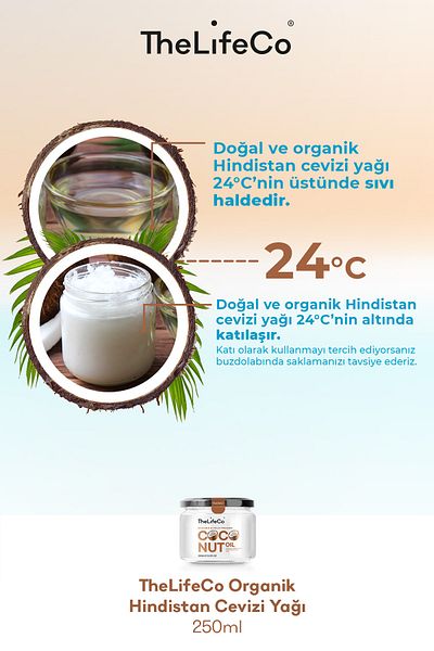 TheLifeCo Organic, Cold Pressed Coconut Oil 250 Ml (vegan)