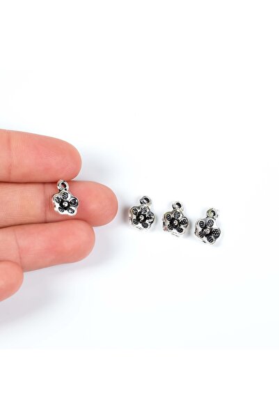 yfhobi 5 Adet - 13 Mm Çiçek Desenli Metal Uç, Takı Malzemesi, Boyalı Gümüş Ka...