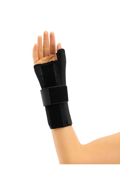 Ortholand Static Thumb Supported Hand Wrist Splinti Black Free Size (airtex Fabric)ml-0111-024