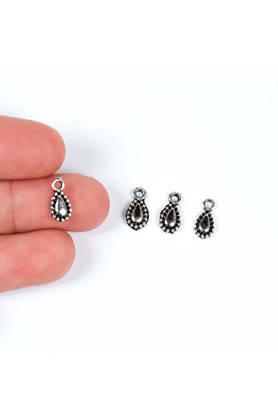 yfhobi 12 Adet - 11 Mm Damla Desenli Metal Uç, Takı Malzemesi, Boyalı Gümüş K...