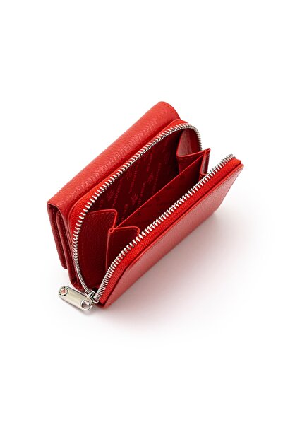 Eminsa Kırmızı Hakiki Deri Kadın Cüzdanı