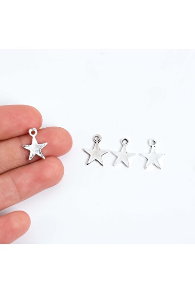 yfhobi 8 Adet - 14 Mm Yıldız Desenli Metal Uç, Takı Malzemesi, Boyalı Gümüş K...
