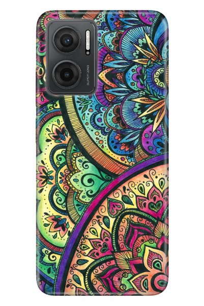 Cekuonline Xiaomi Redmi Note 11E Case 0.4mm Silicone Patterned Color Mandala