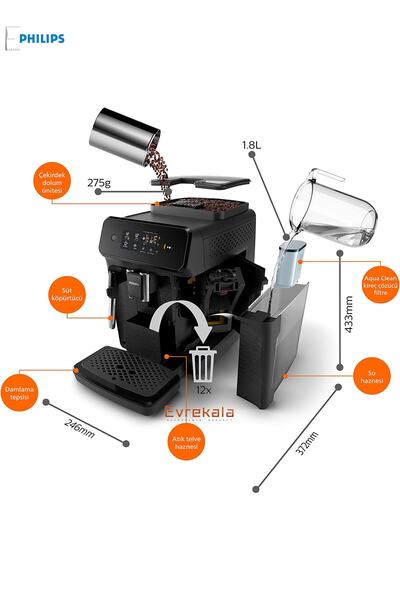 Philips Evrekala Shop Kahve Öğütmeli Espresso Makinesi