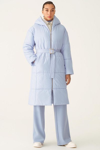 Perspective Clairs Regular Fit Stand Collar Midi Length Lilac Color Women's Coat