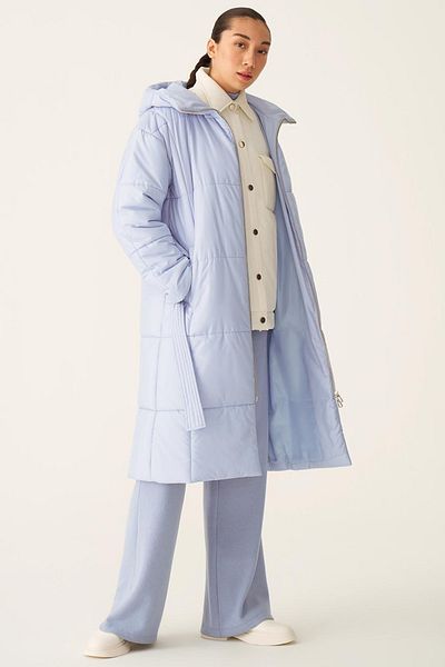 Perspective Clairs Regular Fit Stand Collar Midi Length Lilac Color Women's Coat