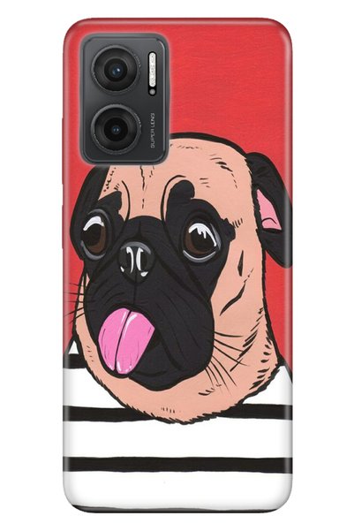 Cekuonline Xiaomi Redmi 10 5g Case 0.4mm Silicone Patterned Drowsy Pug