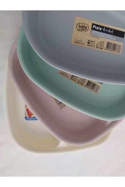 ÖZCAN TİCARET PAZARLAMA 4 Pieces of Breakfast Plate 3 Compartment Plates