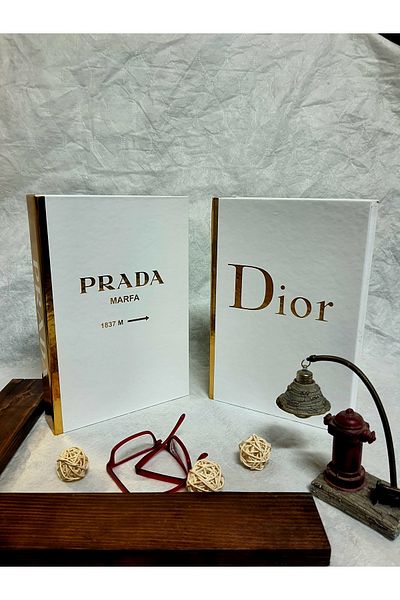 Saccura Decor Σετ Dior& Prada White&Gold Σετ διακοσμητικό κουτί βιβλίων