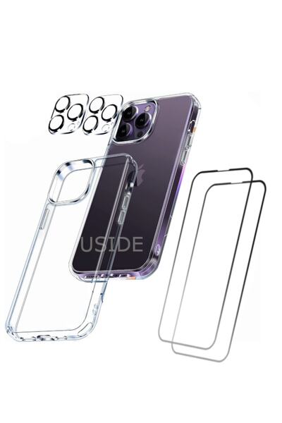 USIDE Iphone 14 Pro Max Uyumlu Şeffaf Kılıf Ekran Koruyucu Kamera Koruyucu 36...
