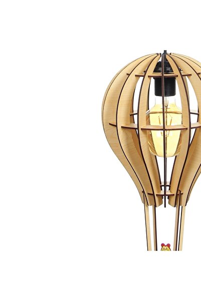 hü ma tasarım ve aksesuar Kapadok Çocuk Genç Odası Için Doğal Ahşap Mdf 3d Puzzle Uçan Balon Avize- Biblo Ampul Dahil Değildir