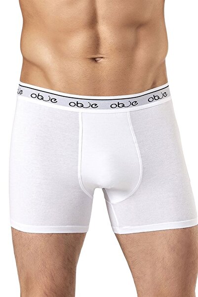OBJE Erkek Beyaz Dıştan Lastikli Boxer
