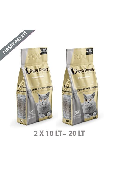 Pure Paws Ince Taneli Aktif Karbonlu Bentonit Kedi Kumu 10 Litre X 2 Adet