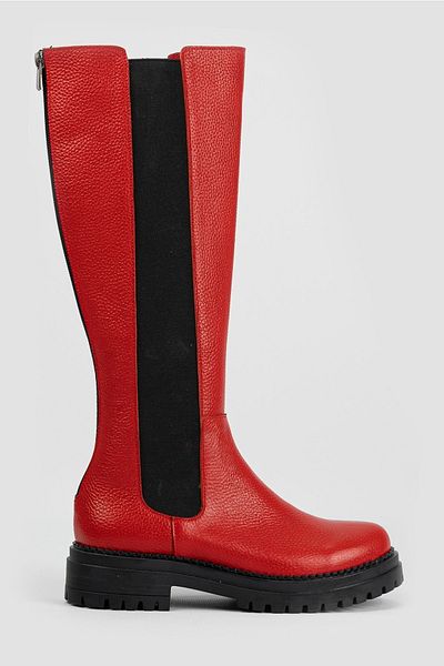 TUNAELLİ Women's Red Genuine Natural Leather Boots Size 35-41