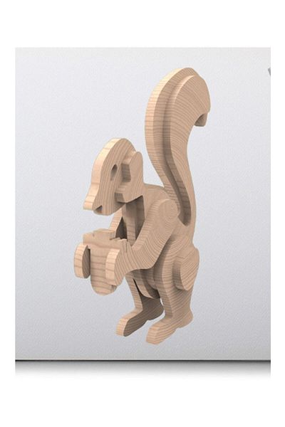 Uçandaire Wooden 3d Jigsaw Puzzle 12 Pieces Cute Squirrel