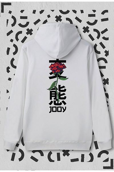 Jooy Company Hanorac alb cu glugă Japan Rose