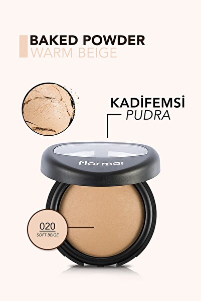 Flormar Doğal Işıltılı Sabitleyici Yoğun Kapatıcı Pudra - Baked Powder - 020 - 8690604131204