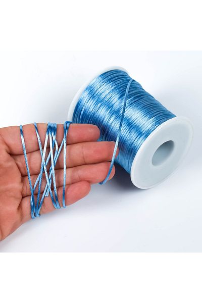 yfhobi 10 Meters - 1 Mm Flush Rope, Bracelet Rope, Rat Tail Rope, Blue Color, Jewelry Rope