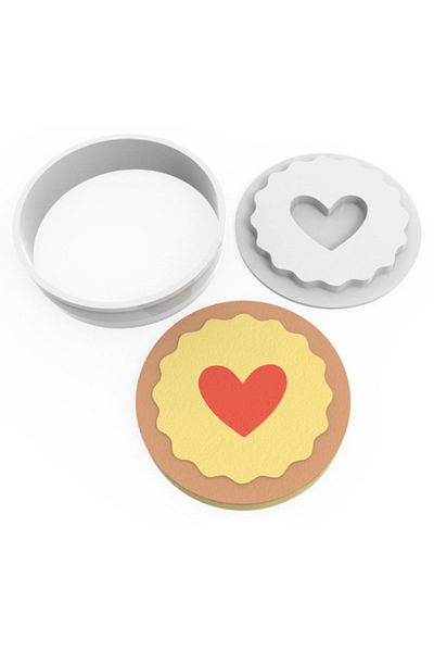 eminönüspot Heart Cookie Mold Stamp & Cutter Set