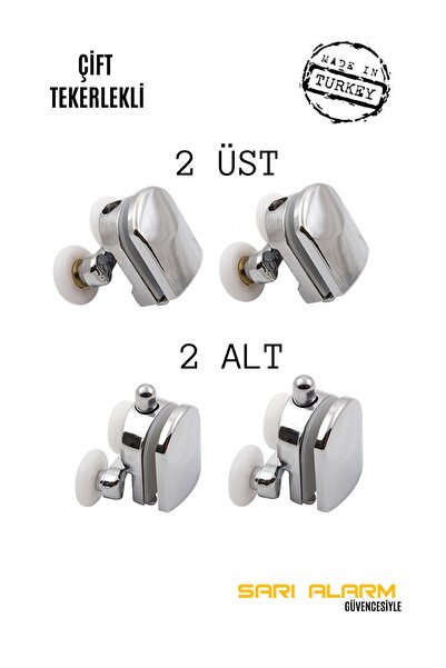 sarıalarm Duşakabin Teker Seti Çiftli 4'lü Set 2 Alt + 2 Üst